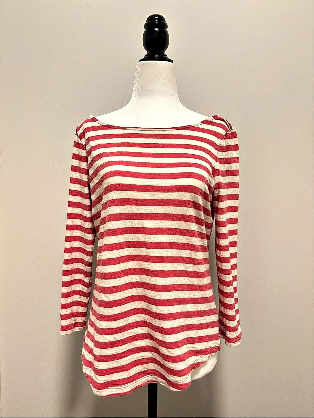 Banana Republic Striped Long Sleeve Top Red & White Small Quite Washed